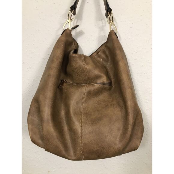 Hobo Brown Unbranded Faux Leather Satchel Purse Shoulder Handbag Large 19"x14"x6 - Picture 2 of 10